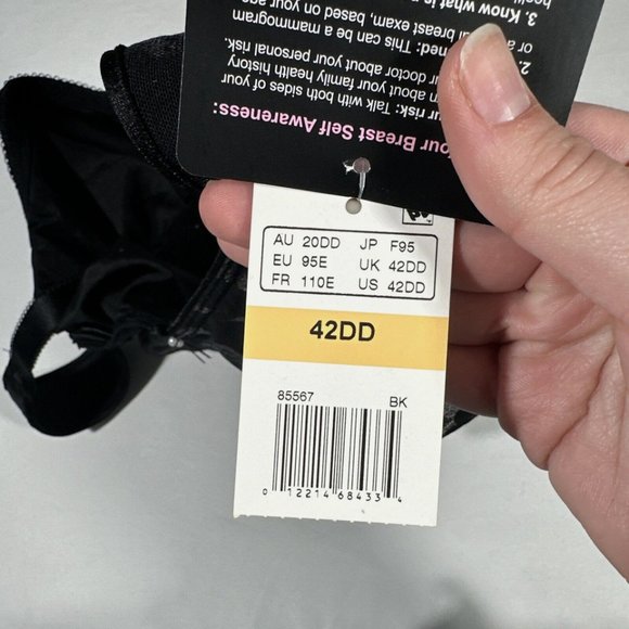 NWT Wacaol‎ [ 42DD US ] Awareness Underwire Bra in Black #6277 - Picture 13 of 13